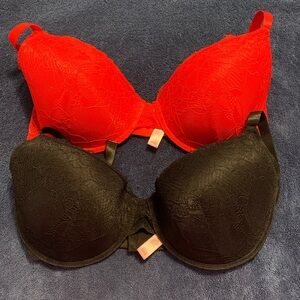 Juicy Couture Lace Underwire Bra Set - Red & Black 38D